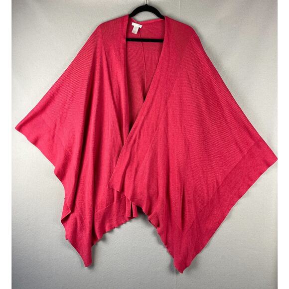 J. Jill Sweaters - J Jill Cape Wrap Shawl Womens One Size Pink Cotton Blend Knit Colorful Casual